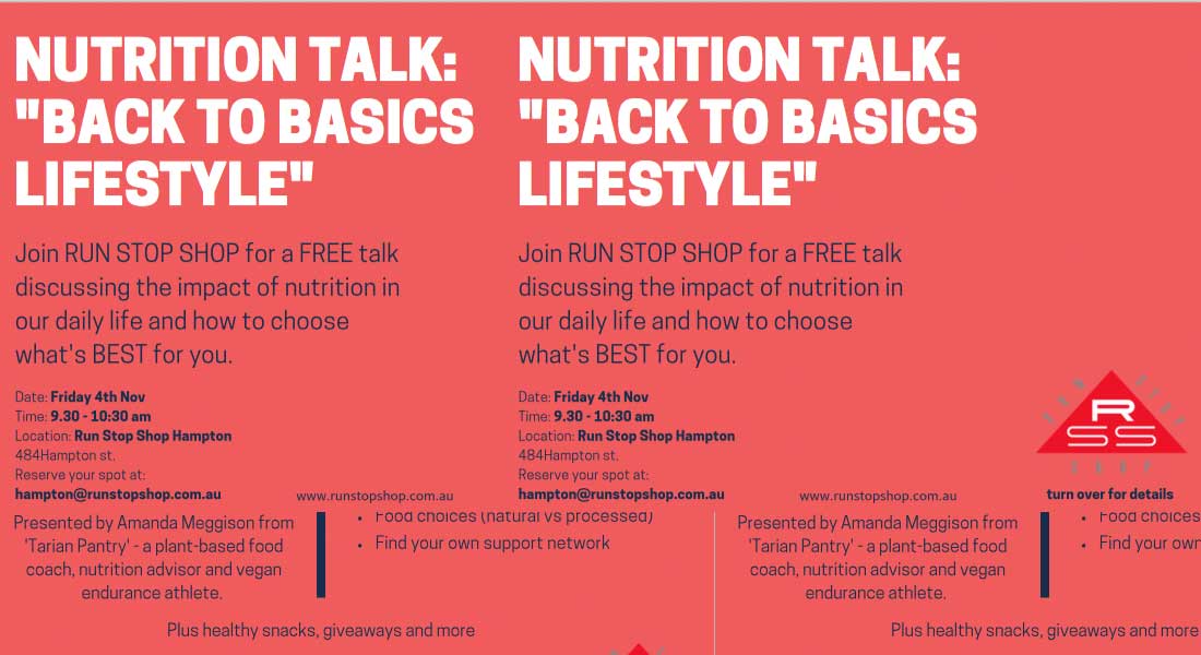 Nutrition Talk: “Back to Basics Lifestyle” (November 2016)